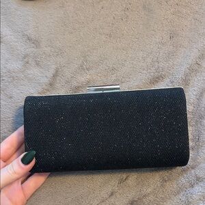 Lulu Townsend Black Glitter Clutch